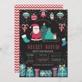 Geheime kerstcadeau-uitwisseling kaart (Voorkant / Achterkant)