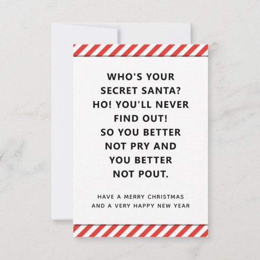 Geheime kerstkaarten voor Kerstmis Kaart (Achterkant)