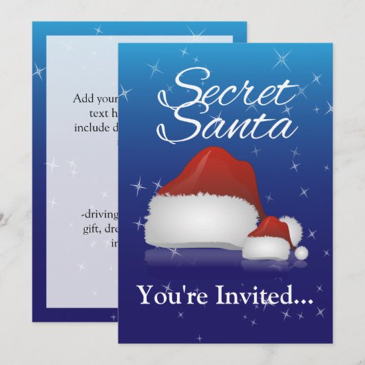 Geheime kerstman, blauw/Pet Kaart (Voorkant / Achterkant)