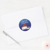 Geheime kerstman, blauw/Pet Ronde Sticker (Envelop)
