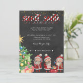 Geheime Kerstman Cadeau Uitwisseling Feest Uitnodi Kaart (Staand voorkant)