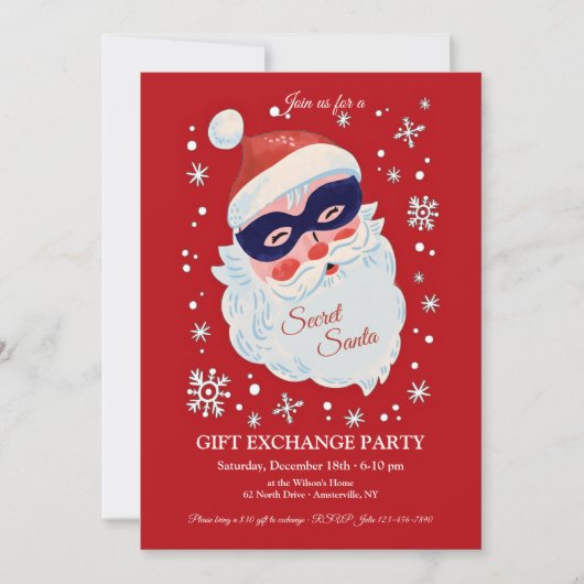 Geheime Kerstman Cadeau Uitwisseling Uitnodiging (Voorkant)