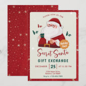 Geheime Kerstman Cadeau Uitwisseling Uitnodiging (Voorkant / Achterkant)