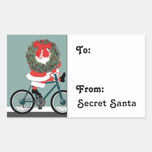 Geheime Kerstman Cadeaubon Rechthoekige Sticker (Voorkant)