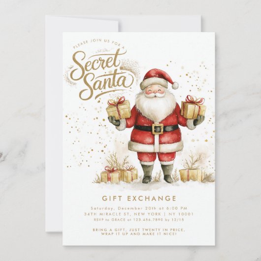 Geheime Kerstman Cadeaubon Swap Kerstmis Kaart (Voorkant)
