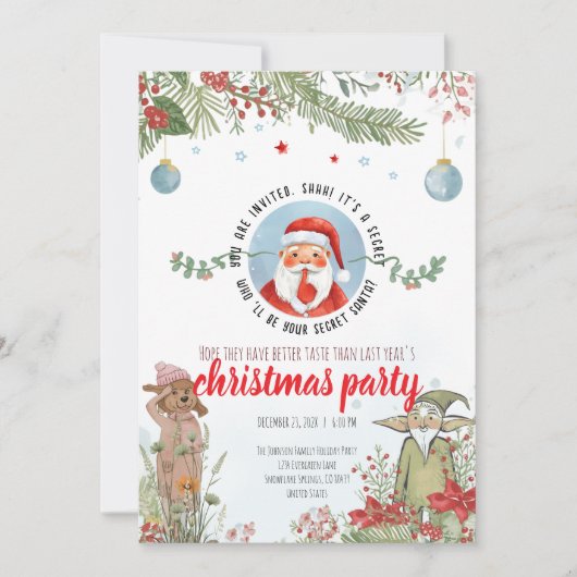 Geheime Kerstman Feest – Bos Kerstpret Kaart (Voorkant)
