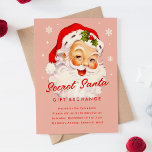 Geheime Kerstman Gift Exchange Kerstfeest Kaart<br><div class="desc">Geheime kerstcadeau-uitnodiging met een vintage afbeelding van de kerstman.</div>