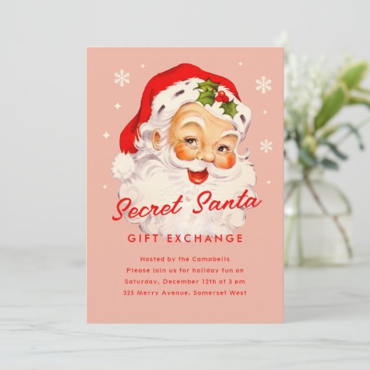  Geheime Kerstman Gift Exchange Kerstfeest Kaart (Staand voorkant)