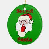 Geheime kerstman met kerstgroen keramisch ornament (Links)