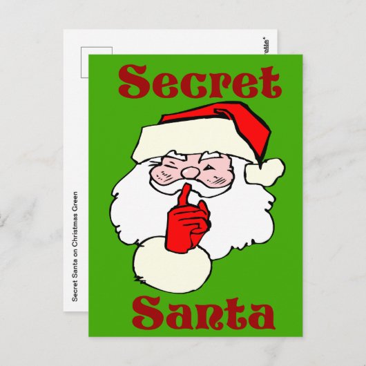 Geheime Kerstman op Christmas Green Feestdagenkaart (Voorkant / Achterkant)