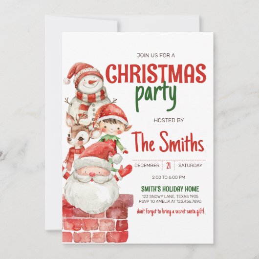 Geheime Kerstman Rendier Elf Kerstfeest Kaart (Voorkant)