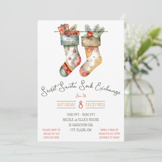 Geheime Kerstman, Sock Swap, Exchange Holiday Part Kaart (Staand voorkant)