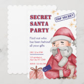 Geheime Kerstman Uitnodiging, Kerstuitnodigingen Kaart (Voorkant / Achterkant)