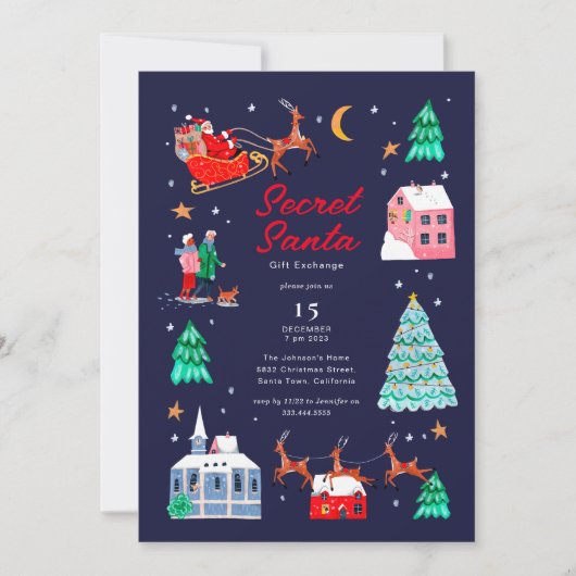 Geheime Kerstmis feestdag uitnodiging (Voorkant)