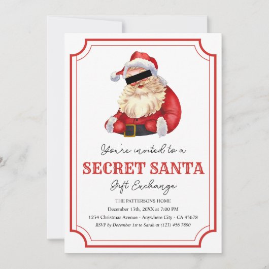 Geheime Kerstmis feestdag uitnodiging (Voorkant)