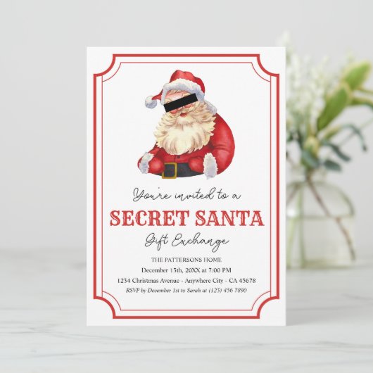 Geheime Kerstmis feestdag uitnodiging (Staand voorkant)