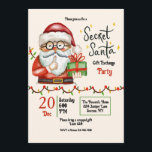 Geheime kerstpartij kaart<br><div class="desc">Een waterverf, Secret Santa-feestuitnodiging met "het man" met een cadeau. (Afbeelding van Freepik). De kaart is eenvoudig aan te passen met uw tekst, lettertype en lettertypekleur. Niet precies wat je zoekt? Al onze producten kunnen op maat worden ontworpen om zonder extra kosten aan uw behoeften te voldoen. Neem dan contact...</div>
