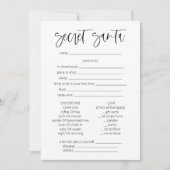 Geheime kerstspelletjes voor kerstmis in Santa Que Kaart (Voorkant)