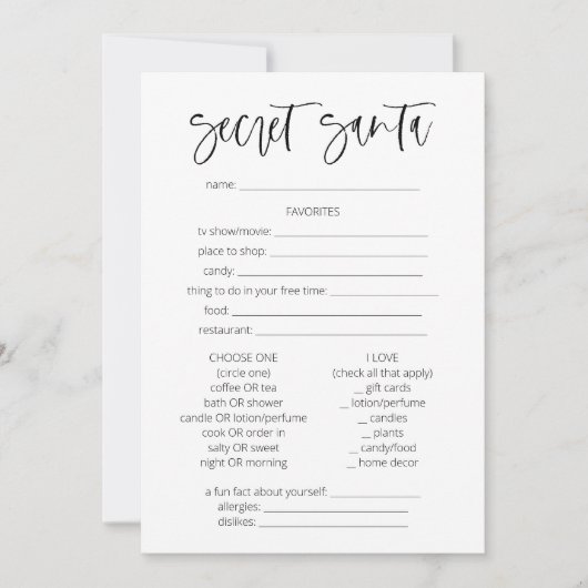 Geheime kerstspelletjes voor kerstmis in Santa Que Kaart (Voorkant)