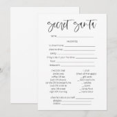 Geheime kerstspelletjes voor kerstmis in Santa Que Kaart (Voorkant / Achterkant)