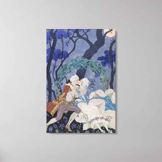 Geheime Kiss, illustratie voor "Fetes Galantes" do Canvas Afdruk (Voorkant)