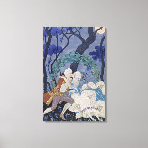 Geheime Kiss, illustratie voor "Fetes Galantes" do Canvas Afdruk