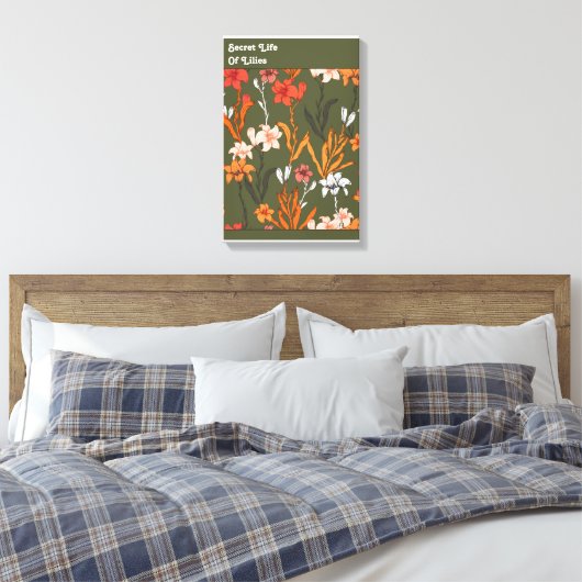 Geheime levensduur van gelilies botanisch canvas afdruk (Insitu (Slaapkamer))