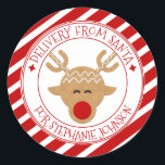 Geheime levering van Santa Christmas rendier Ronde Sticker<br><div class="desc">christms cadeau sticker label</div>