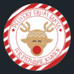 Geheime levering van Santa Christmas rendier Ronde Sticker<br><div class="desc">christms cadeau sticker label</div>