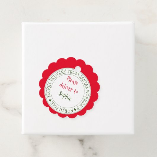 Geheime levering van Santa's stripe kerstcadeau Bedankjes Labels (In situ)