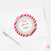 Geheime levering van Santa's stripe kerstcadeau Ronde Sticker (Envelop)