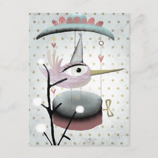 Geheime muziekkarrouselvogel briefkaart (Voorkant)