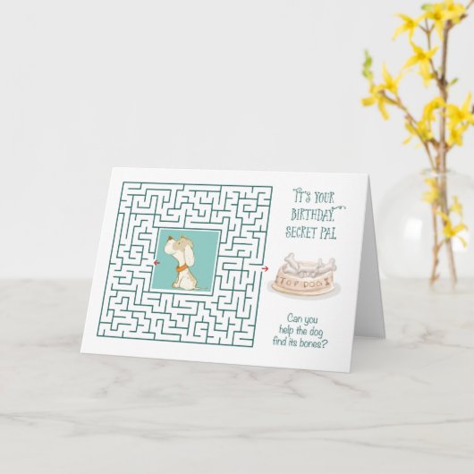 Geheime Pay Amathday Puzzle Maze Dog Kaart (Gele Bloem)