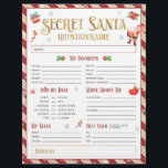 Geheime Santa Christmas Gift Exchange-vragenlijst Flyer<br><div class="desc">Maak het geven van geschenken gemakkelijk met deze Secret Santa Questionnaire! Ontdek perfecte cadeau-ideeën en voeg plezier toe aan uw vakantie-uitwisseling.</div>