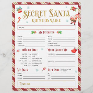 Geheime Santa Christmas Gift Exchange-vragenlijst Flyer