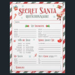 Geheime Santa Christmas Gift Exchange-vragenlijst Flyer<br><div class="desc">Maak het geven van geschenken gemakkelijk met deze Secret Santa Questionnaire! Ontdek perfecte cadeau-ideeën en voeg plezier toe aan uw vakantie-uitwisseling.</div>