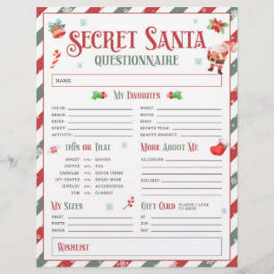 Geheime Santa Christmas Gift Exchange-vragenlijst Flyer