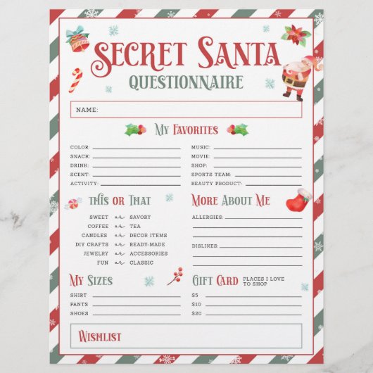 Geheime Santa Christmas Gift Exchange-vragenlijst Flyer (Voorkant)