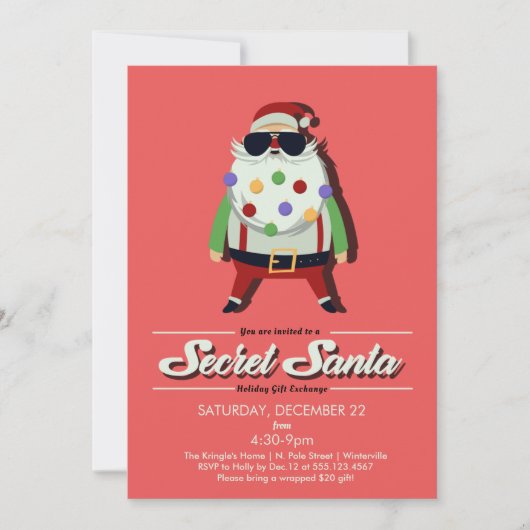 Geheime Santa Gift Exchange Holiday Party nodigt u Kaart (Voorkant)