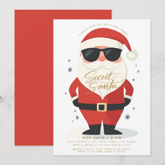 Geheime Santa Gift Exchange Moderne Kerstmis Kaart (Voorkant / Achterkant)