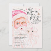 Geheime Santa Gift Exchange Retro Roze Sinterklaas Kaart (Voorkant)