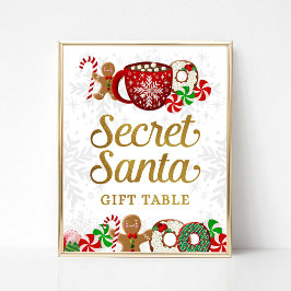 Geheime Santa Gift Tafel Teken Kerstmis Party Poster