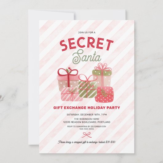 Geheime Santa Holiday Gift Exchange Party Kaart (Voorkant)
