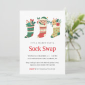 Geheime Santa Sock Swap Party uitnodiging (Staand voorkant)