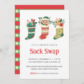 Geheime Santa Sock Swap Party uitnodiging (Voorkant / Achterkant)