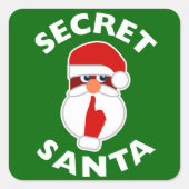 Geheime Santa Vierkante Sticker (Voorkant)