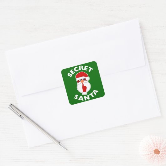 Geheime Santa Vierkante Sticker (Envelop)