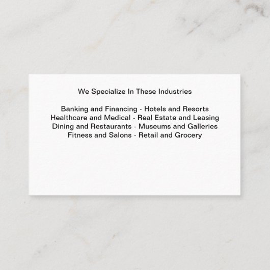 Geheime Shopper Business Services Visitekaartje (Achterkant)