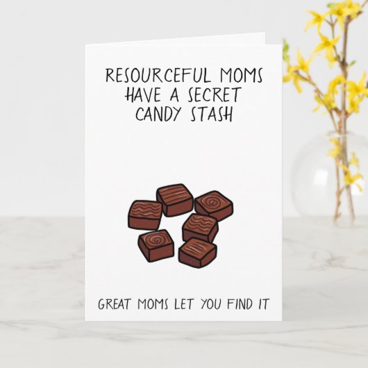 Geheime snoep stash grappige auto's op moederdag kaart (Gele Bloem)