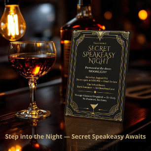 Geheime Speakeasy Nacht Uitnodiging - Roaring Twen